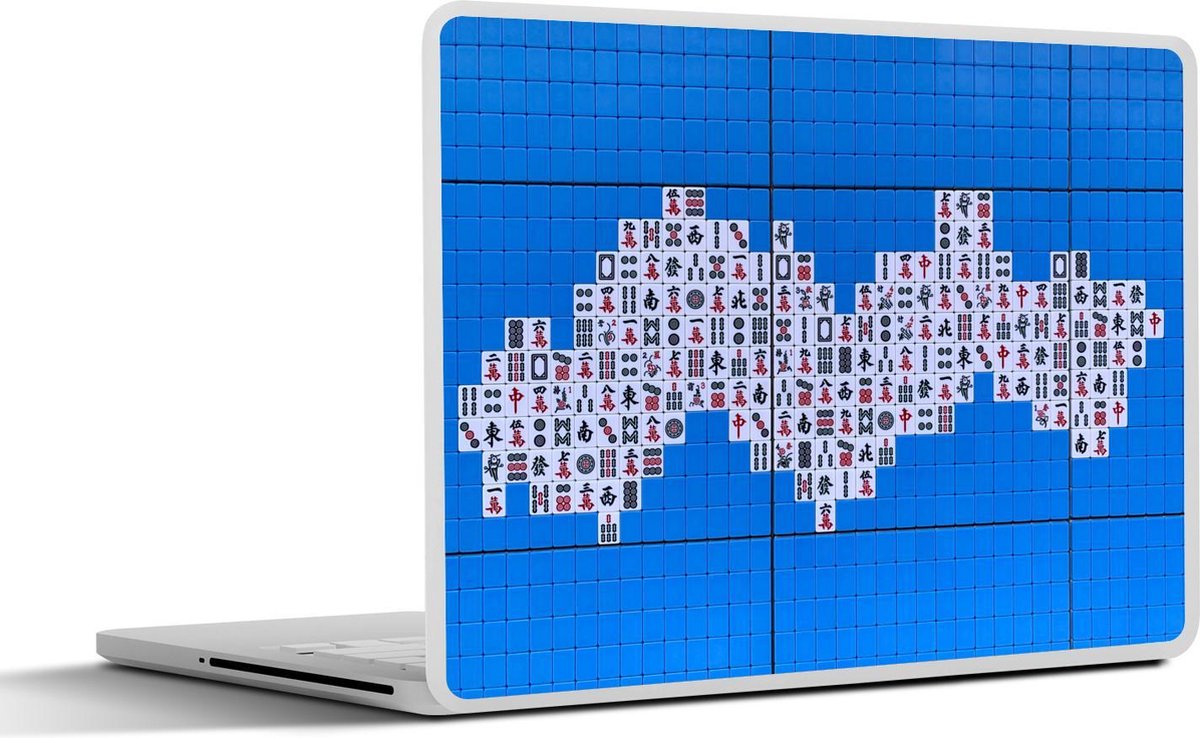 Afbeelding van product SleevesAndCases  Laptop sticker - 12.3 inch - Chinese Mahjong tegels op een blauwe achtergrond