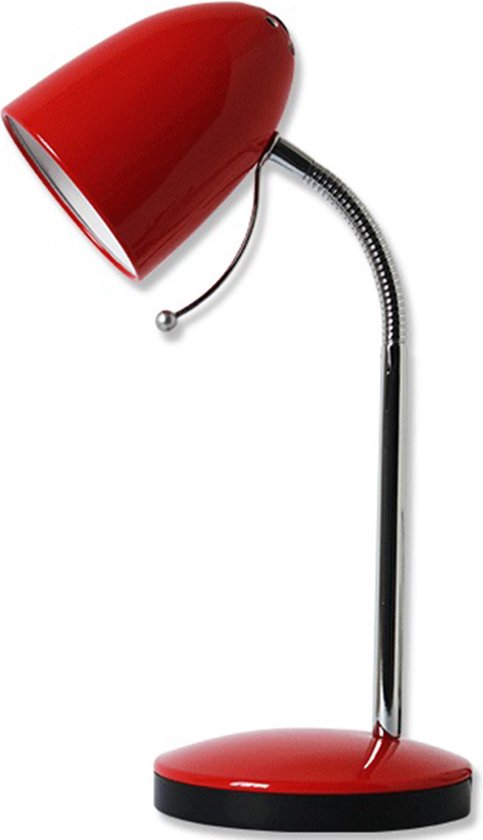 LED Bureaulamp - Igia Wony - E27 Fitting - Flexibele Arm - Rond - Glans Rood