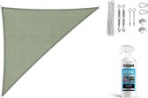 Compleet pakket: Shadow Comfort 90 graden driehoek 4x4x5,7m Moonstone Green met RVS Bevestigingsset en Buitendoekreiniger
