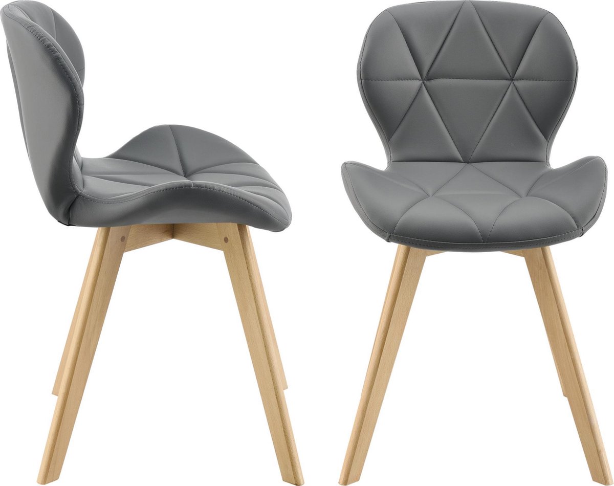 en.casa Eetkamerstoel Almhult 81x57x49 cm set van 2 grijs