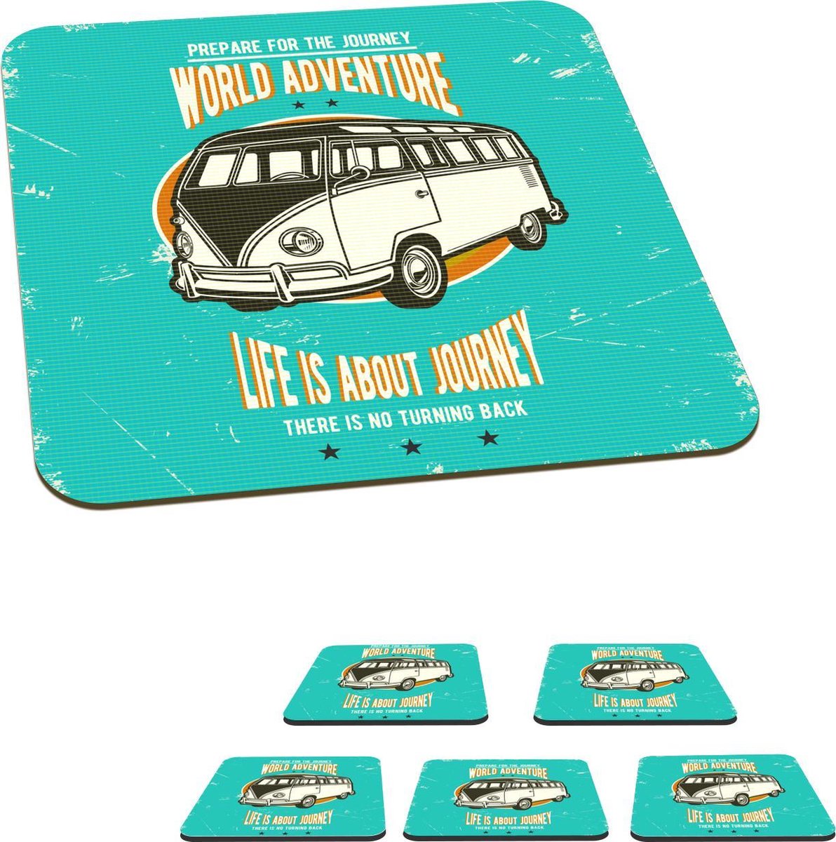 Onderzetters voor glazen - Vintage - Oldtimer - Auto - 10x10 cm - Glasonderzetters - 6 stuks