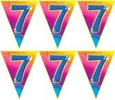 2x stuks verjaardag thema 7 jaar geworden feest vlaggenlijn van 5 meter - Feestartikelen/versiering
