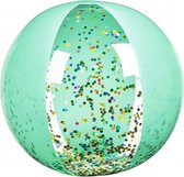 strandbal Glitterconfetti 40 cm junior transparant/groen