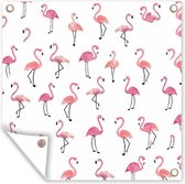 Posters de jardin Flamingo - Vogel - Rose - Motifs - 50x50 cm - Toile de jardin - Poster extérieur