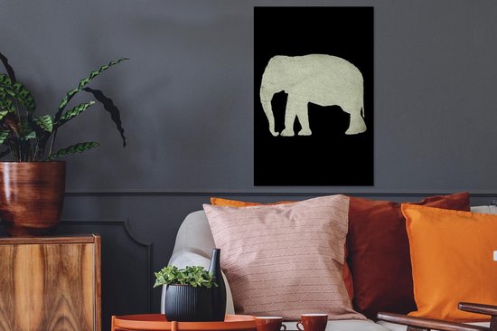 Cadre photo avec affiche - Éléphant - Carte - Rétro - 40x60 cm - Cadre pour affiche