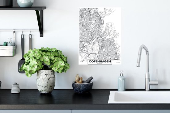 Affiche Plan de la ville - Copenhague - Danemark - Simple - 30x40 cm - Carte