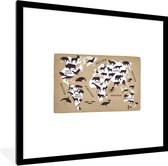Wereldkaart Enfants - Wit - Animaux - Affiche scolaire - Chambre d'enfant - 40x40 cm