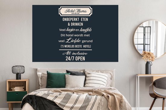 Affiche Fête des Mères - Citation Hotel mama - bleu - 180x120 cm XXL