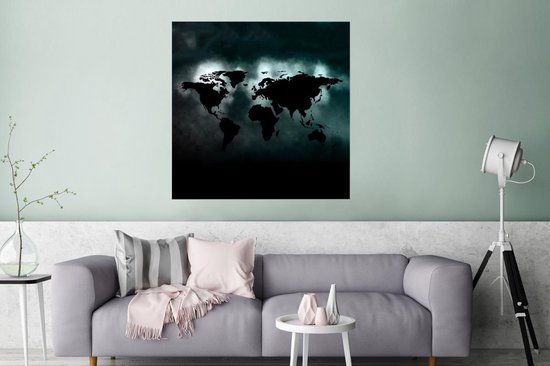 Affiche Wereldkaart - Zwart - Clair - 75x75 cm