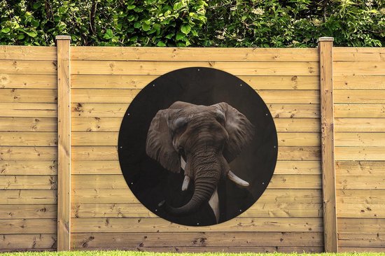 Garden Circle Portrait - Éléphant - Art - 150x150 cm - Affiche Ronde de Jardin - Extérieur