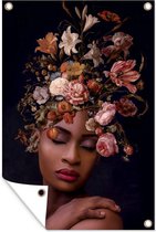 Affiche jardin - Toile jardin - Posters de jardin extérieur - Femme - Bouquet - Maquillage - 80x120 cm - Jardin