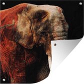 Tuindoek Olifant - Rood - Tanden - 100x100 cm
