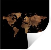 Muurstickers - Sticker Folie - Wereldkaart - Goud - Zwart - 120x120 cm - Plakfolie - Muurstickers Kinderkamer - Zelfklevend Behang XXL - Zelfklevend behangpapier - Stickerfolie