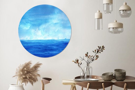 WallCircle - Wall Circle - Wall Circle - Aquarelle - Mer - Ciel - Aluminium - Dibond - 140x140 cm - Intérieur et Extérieur