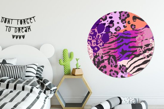 WallCircle - Cercle Mural - Cercle Mural - Animaux - Imprimé Panthère - Rose - Aluminium - Dibond - 140x140 cm - Intérieur et Extérieur