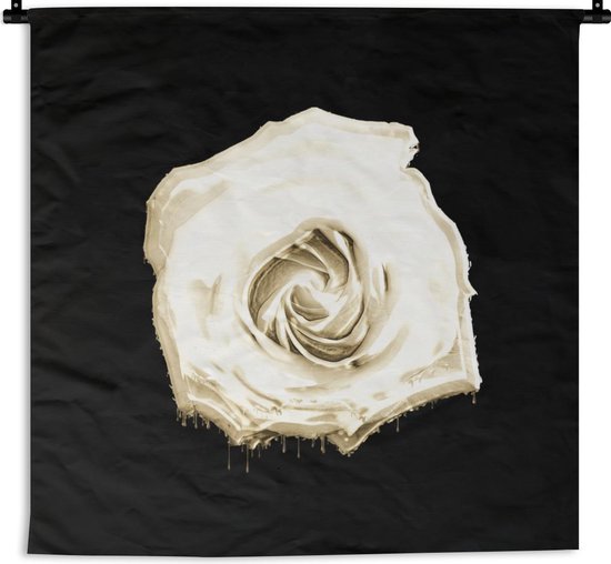 Tapisserie - Toile murale - Rose - Fleurs - Wit - Zwart - 90x90 cm - Tapisserie