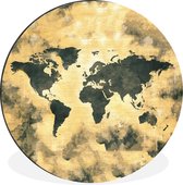 WallCircle - Tableau - Wereldkaart Map Smoke Abstract - Multicolore - 60 X 60 Cm