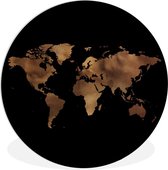 WallCircle - Wandcirkel ⌀ 120 - Wereldkaart - Goud - Zwart - Ronde schilderijen woonkamer - Wandbord rond - Muurdecoratie cirkel - Kamer decoratie binnen - Wanddecoratie muurcirkel - Woonaccessoires XXL