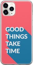 Apple iPhone 11 Pro Max Telefoonhoesje - Transparant Siliconenhoesje - Flexibel - Met Quote - Good Things - Rood
