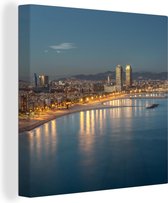 Canvas Schilderij Barcelona - Strand - Spanje - 50x50 cm - Wanddecoratie