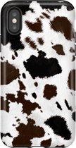 Apple iPhone XS Max Telefoonhoesje - Extra Stevig Hoesje - 2 lagen bescherming - Met Dierenprint - Koeien Patroon - Donkerbruin