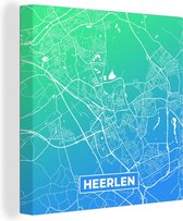 Canvas Schilderij Stadskaart - Heerlen - Nederland - Blauw - 50x50 cm - Wanddecoratie