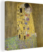 Canvas Schilderij De kus - Gustav Klimt - 50x50 cm - Wanddecoratie