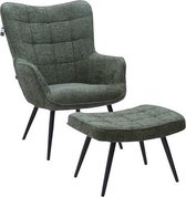 Stoffen fauteuil met bijhorende voetenbank, 80x72xH97 cm - MOOD