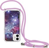 Casetastic Apple iPhone 12 Mini Hoesje met koord - Lanyard Case - Nebula Galaxy Print