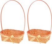 4x stuks Paaseieren mandjes oranje vierkant met hengsel 39 cm - Pasen feestartikelen - Paaseitjes zoeken raapmandje