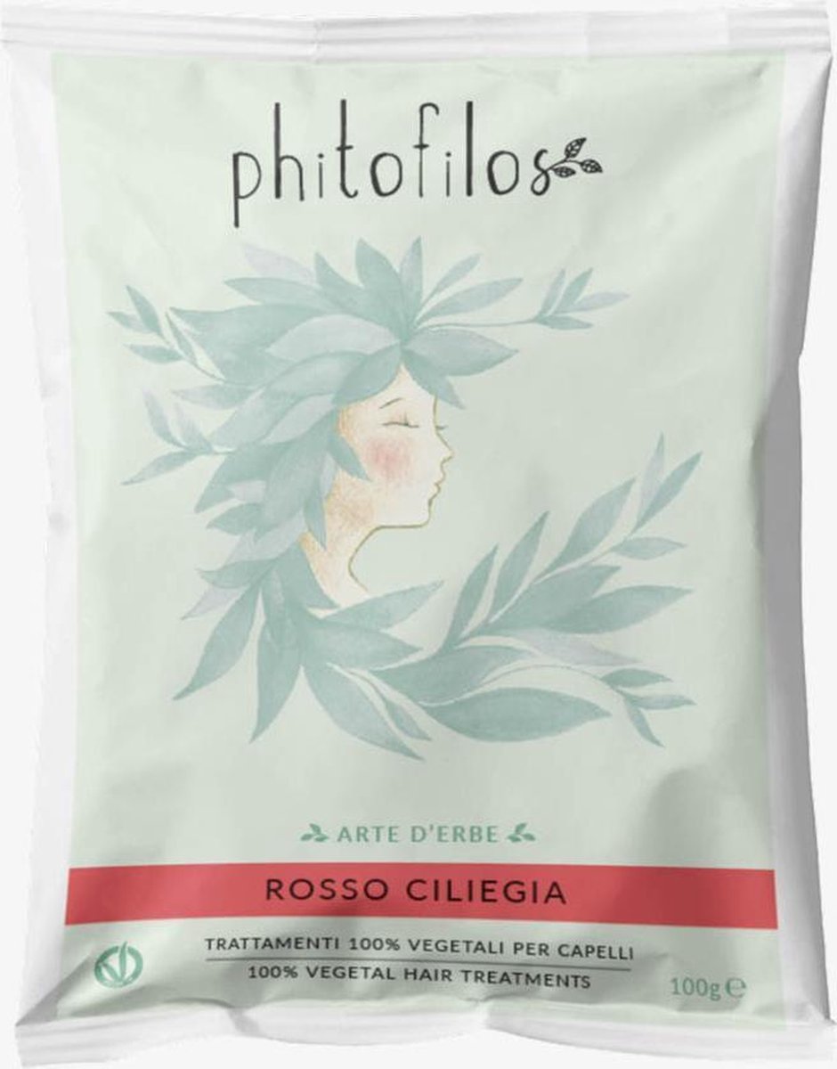 Phitofilos biologische en gecertificeerde henna in KERSENROOD 100g