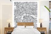 Behang - Fotobehang Kaart - Londen - Zwart - Wit - Breedte 165 cm x hoogte 220 cm