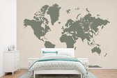Carte du monde grise avec une illustration d'une girafe 390x260 cm