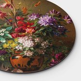 Muurcirkel Flowers in a Greek Vase Round - Dibond - Meerdere Afmetingen & Prijzen