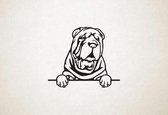 Chinese Shar-Pei - hond met pootjes - M - 60x71cm - Zwart - wanddecoratie