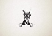 Dobermann - hond met pootjes - M - 60x62cm - Zwart - wanddecoratie