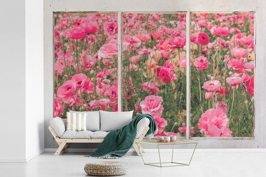 Papier peint - Papier peint photo murale Transparente - Fleurs - Rose - Largeur 330 cm x hauteur 220 cm