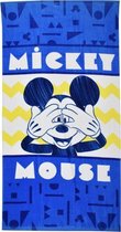 strandlaken Mickey junior 70 x 140 cm katoen blauw/geel