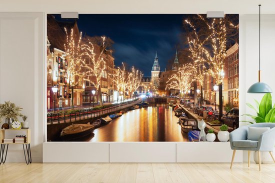 Papier Peint - Papier Papier peint photo Lumière - Nuit - Amsterdam - Largeur 360 cm x hauteur 240 cm
