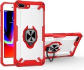 Matte TPU + PC magnetische schokbestendige hoes met ringhouder voor iPhone 8 Plus / 7 Plus (rood)