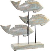 Decoratieve figuren DKD Home Decor Metaal Mangohout Vis (32 x 7 x 30 cm)