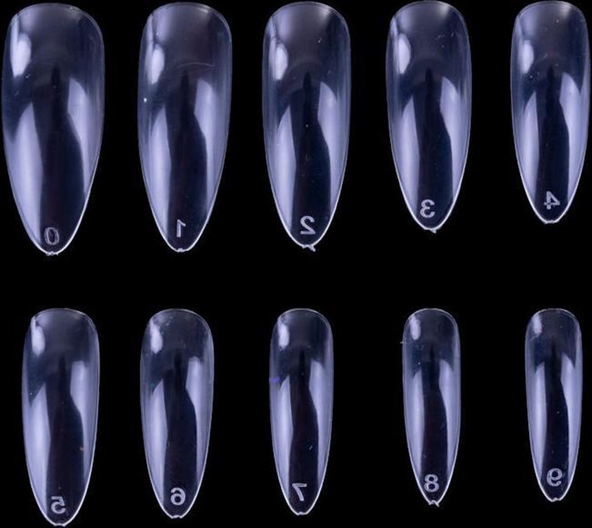 Goedkoopste DRM Nageltips Full Press Long Almond – 10 maten 600 stuks
