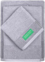 Set 3 stks badkamer handdoeken 100% katoen grijs huis Benetton