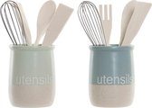 Pot voor Keukengerei DKD Home Decor Rubberwood Keramiek (2 pcs)