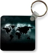 Sleutelhanger - Uitdeelcadeautjes - Wereldkaart - Zwart - Licht - Plastic