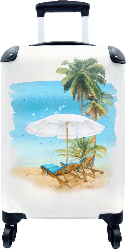 Valise - Chaise de plage - Parasol - Palmier - Mer - 35x55x20 cm - Bagage à  main - Trolley | bol.com