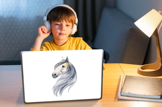 Sticker ordinateur portable - 14 pouces - Cheval - Aquarelle - Animal - Filles - Enfants - Meiden