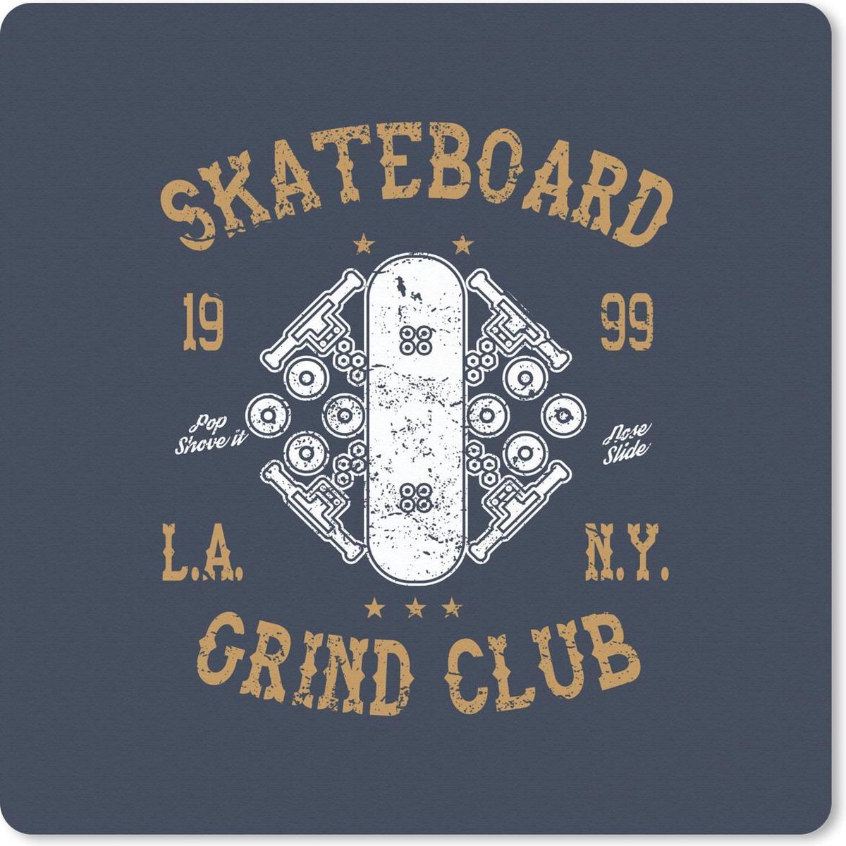 Muismat 30x30 cm - Mousepad Skateboard - Wit - Retro - Quote - Muismatten
