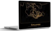 Laptop sticker - 10.1 inch - Kaart - Singapore - Goud - Zwart - 25x18cm - Laptopstickers - Laptop skin - Cover