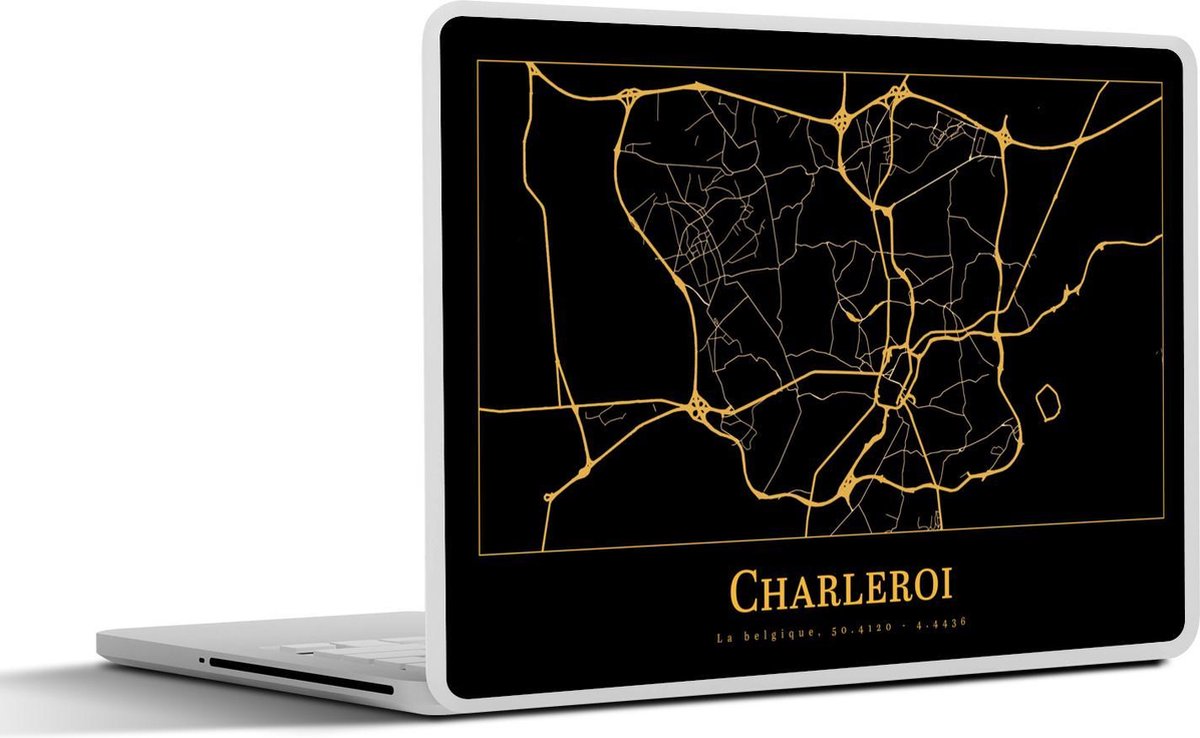 Laptop sticker - 11.6 inch - Kaart - Charleroi - Goud - Zwart - 30x21cm - Laptopstickers - Laptop skin - Cover